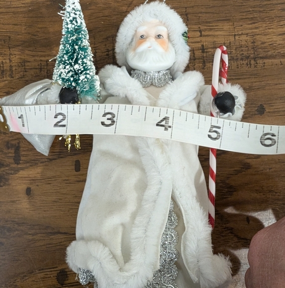 Vintage Father Christmas Ornament 7" Ceramic Santa White Robe Kurt Alder Style - Picture 8 of 11